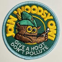 Woodsy Owl "Give A Hoot Don't Pollute" Iron On Patch 1973 Slogan