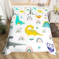 Feelyou Dinosaur Bedding Set for Kids Boys Girls Owl Comforter Cover Set 3D Animal Printed Duvet Cov