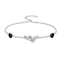 Owl Bracelet for Women 925 Sterling Silver Flying Owl Bracelet Onyx Jewelry Gift for Owl Lovers