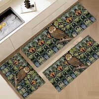 Fchen art 3PCSAnimal Rugs for Living Room,Owl Hallway Rug Washable Boho Area Rug, Vintage Rug Light 