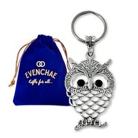 Evenchae Lacy Owl Keychain, Silver-tone