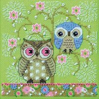 Mill Hill Spring Owls Beaded Counted Cross Stitch Kit 2024 Debbie Mumm Artful Owls Collection DM3024