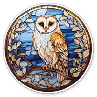 Barn Owl Sticker - 5" Laptop Sticker - Waterproof Vinyl for Car, Phone, Water Bottle - Stained 