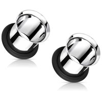 Pierced Owl 316L Stainless Steel Single Flare Tunnels with Black O-Rings, Sold as a Pair (10mm (00GA