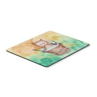 Owl Bathing Watercolor Mouse Pad Hot Pad or Trivet