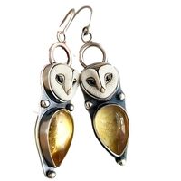 Owl Gem Dangle Earrings