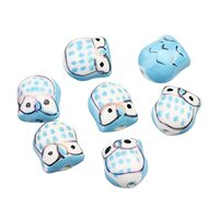 Anneome 10pcs Jewelry Making Bead Ceramic Macrame Beads Loose Beads for Loose Beads 6mm Blue Owl Cra