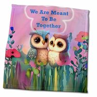 3dRose Two Cute as can be Owls in Love and a Message to Show it - Towels (twl-384435-3)