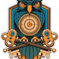 Owl Holding Key Illuminati Freemasonry Masonic Vinyl Decal - Esoteric Car Bumper & Window Sticke