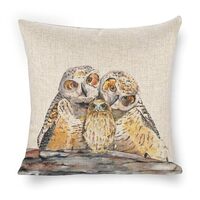 Icotoibabie Watercolor Owls Throw Pillow Cover 18×18 Inch Linen PillowcaseDouble Sided Bedroom