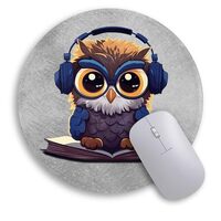 Immaturus Cute Owl Mouse Pad, Funny Small Mouse Pads for Desk, Round Mousepad for Wireless Mouse Gam
