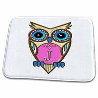 3dRose Bathroom Bath Rug Mat - Gorgeous Pink and Blue Owl Monogram Letter J Monograms