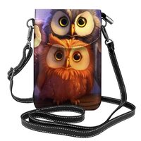 women Small Cell Phone Purse Cartoon cute owl picture Soft, durable and waterproof PU leather Conven