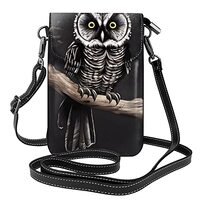 women Small Cell Phone Purse Late Night Owl pattern Soft, durable and waterproof PU leather Convenie
