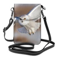 women Small Cell Phone Purse Snowy Owl Spreads Its Wings pattern Soft, durable and waterproof PU lea