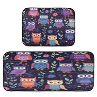 Haskirky Cute Owls Kitchen Anti Fatigue Mat Set of 2 Non-Slip Waterproof Standing Desk Mat Ergonomic