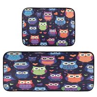 Haskirky Cute Owls Kitchen Anti Fatigue Mat Set of 2 Non-Slip Waterproof Standing Desk Mat Ergonomic