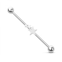 Pierced Owl 14GA 316L Stainless Steel Triple Star Industrial Barbell (Silver Tone)