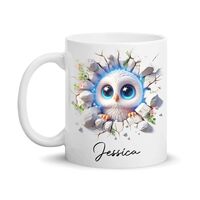 Owl Coffee Mug Customized Name, Personalized Snowy Owl Ceramic Cups Gifts For Kids Friends Coworker 