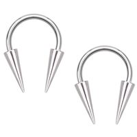 Pierced Owl 14-20GA Stainless Steel Long Spike Horseshoe Circular Barbell Earrings, Sold as a Pair (