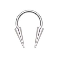 Pierced Owl 14-20GA Stainless Steel Horseshoe Circular Barbell with Long Spikes (Silver Tone, 1mm (1