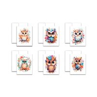 Greeting Card Assortment set of 12, Owl noteards, Assorted Cards, Folded notecards, Just because car