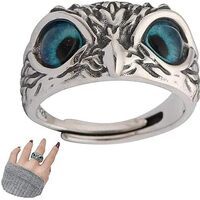 1pc Owl Shape Ring Unisex Ring with Blue Gem Eyes Portable Jewellery Accessory Ring Cute Cartoon Ani
