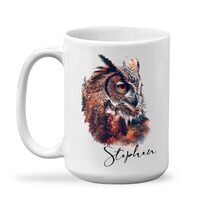 ELPSTORE Personalized Owl Coffee Cup With Autumn Forest, Customized Name Animal Enthusiast Tea Mug O