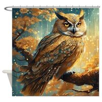 CafePress Magnificent Concept Art Owl Decorative Fabric Shower Curtain