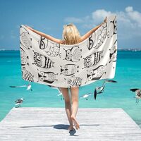 Doterii Beach Towel 31X71 Inch Cute Hipster Owls Birds Travel Towel for Women Swimming Pool Yoga