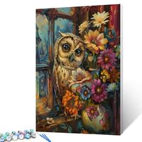 Tucocoo Owl Paint by Numbers Kits 16x20 inch Canvas, Farmhouse DIY Oil Painting for Adults with Brus