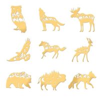 OLYCRAFT 9pcs 1.6x1.6 inch Golden Metal Stickers Mountain Forest Animals Stickers Self Adhesive Ener