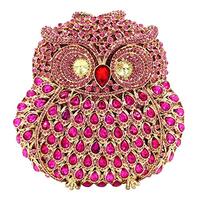 WUDFUME Women Evening-Bag Chain Rhinestone Wedding Ladies Clutch-Purse Luxury-Handbag Owl