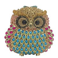wudfume Cute Owl Clutch Women Crystal Evening bags Formal Dinner Rhinestone Handbag Party Purse (Sma