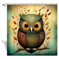 CafePress Autumn Owl Decorative Fabric Shower Curtain