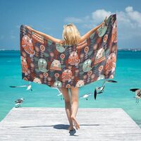 OTVEE Owls and Flowers Beach Towel, 31x71in Beach Towels for Travel Swim Pool Yoga Gym Camping, Quic