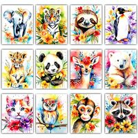 12Pcs Baby Animal Safari Nursery Wall Decor - Watercolor Cat Elephant Owl Deer Monkey Panda Sloth Be