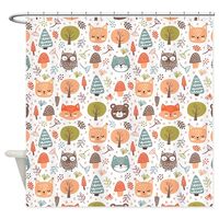 CafePress Cottagecore Pattern Owl Decorative Fabric Shower Curtain