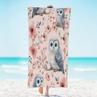 Ioracida Cute Owl Microfiber Beach Towels for Adults Women Men, Absorbent Quick Dry Sand Free Beach 
