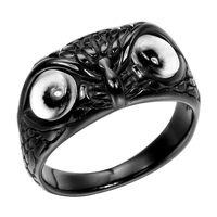 SINLEO Stainless Steel Demon Eye Owl Ring Vintage Animal Gothic Biker Rings for Men Women Statement