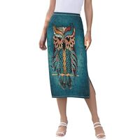 ALAZA Owl Bird Green Women's Skirts Split Skirt Weekend Skirts L