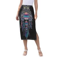 ALAZA Owl with Dream Catcher Women's Skirts Split Skirt Weekend Skirts M Multicolored