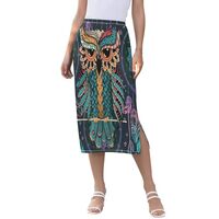 ALAZA Dreamcatcher Feather Owl Bird Women's Skirts Split Skirt Weekend Skirts M Multicolored