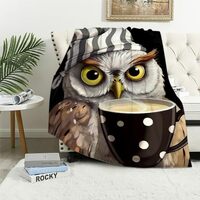 HOMICOZI Colorful Owl Blanket Gifts for Girls Women Boys Decor for Home Bedroom Living Room Office D
