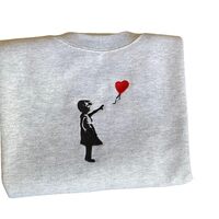 OWL COLORS Banksy Girl With Ballon Embroidered Sweatshirt Banksy Art Sweatshirt Banksy Sweatshirt 1 