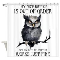 CafePress Funny Grumpy Owl Saying Decorative Fabric Shower Curtain