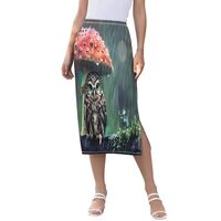 ALAZA Owl Bird Mushroom Women's Skirts Split Skirt Weekend Skirts M Multicolored
