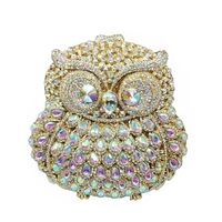 WUDFUME Cute Owl Clutch Women Crystal Evening Bags Luxury Handbag Rhinestone Wedding Party Purse Fuc