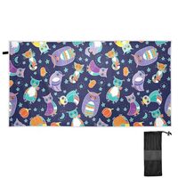 Gredecor Beach Towel 30x60 in Owls Cats and Pumpkin Quick Dry Microfiber Sand Free Absorbent Thin Co