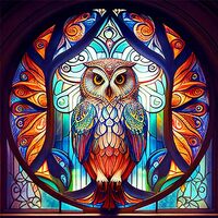 Meothan 5D Owl Diamond Art Kit for Adult Stained Glass Diamond Painting Owl Kits for Adult Beginners